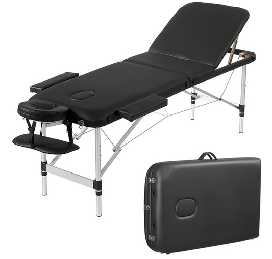 Mesa de tratamiento portátil de aluminio liviano y plegable de tres pliegues EDGE Mobility: ¡la mesa perfecta para el hogar, el PT en efectivo, el PT en el gimnasio o para uso adicional!