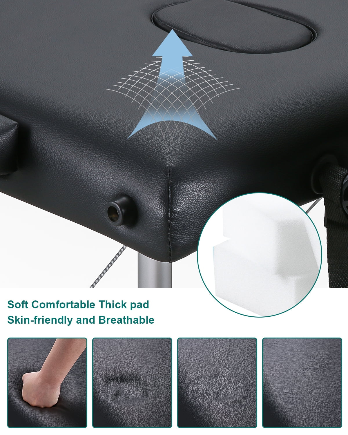 Portable Massage Table 84 Inch Massage Bed Wide SPA Lash Bed Tattoo Bed Height Adjustable 2 Fold Aluminum Weight Capacity 496LB, Black Promotion