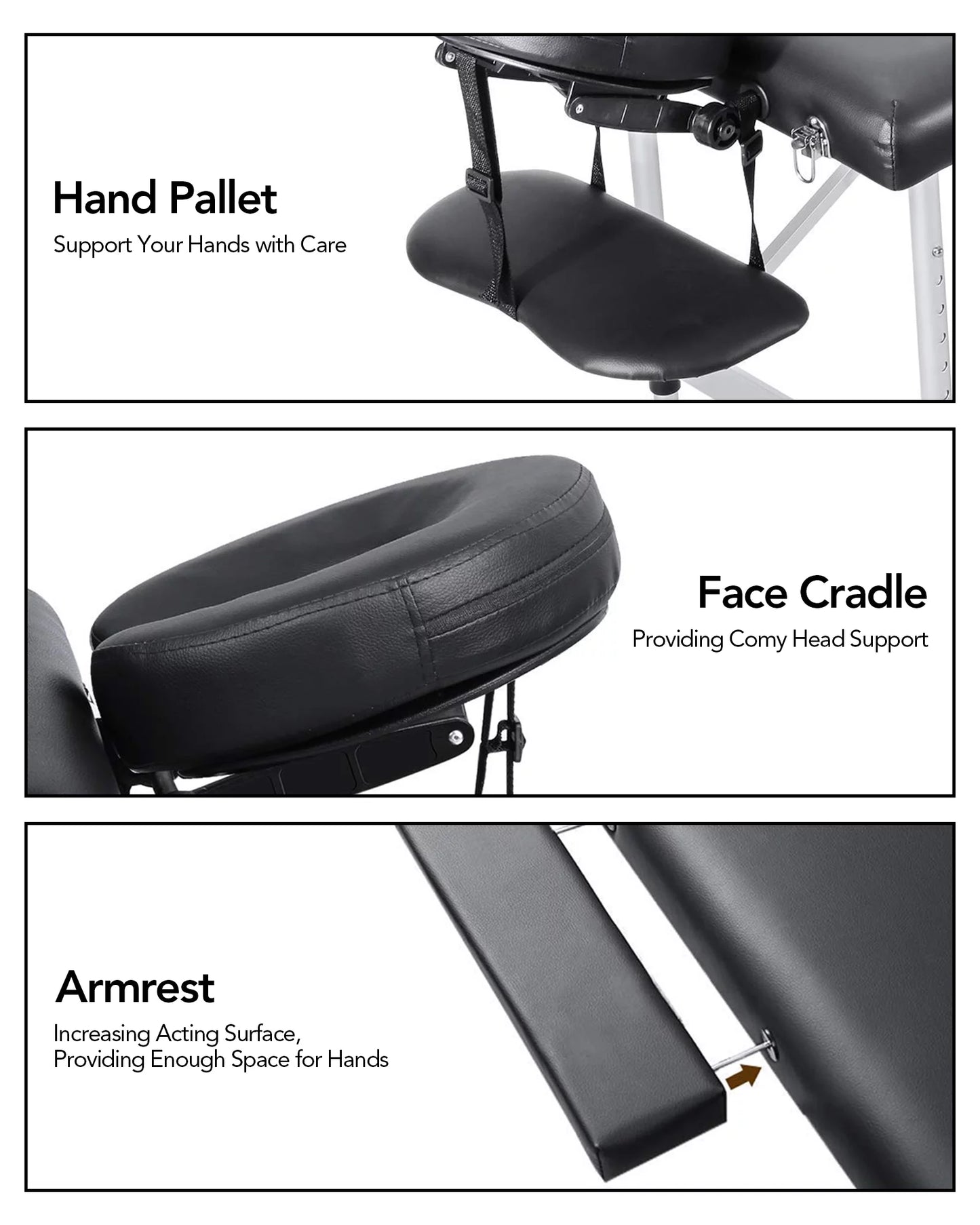 Portable Massage Table 84 Inch Massage Bed Wide SPA Lash Bed Tattoo Bed Height Adjustable 2 Fold Aluminum Weight Capacity 496LB, Black Promotion